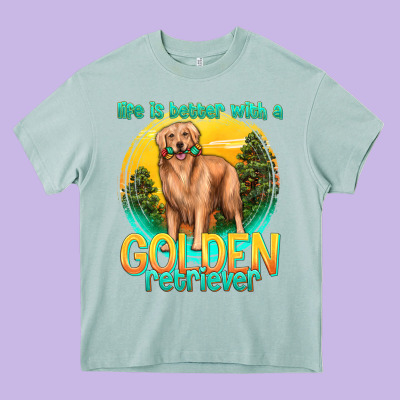 Life Is Better With A Golden Retriever Heavy Core Tee Designed By Texasbilliewilder