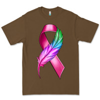 Cacao Breast Cancer Ribbon with Feather Premium Tee - texasbilliewilder
