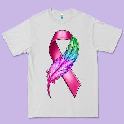 Breast Cancer Ribbon With Feather Premium Tee Designed By Texasbilliewilder