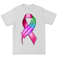 Dove Grey Breast Cancer Ribbon with Feather Premium Tee - texasbilliewilder