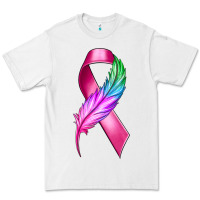 White Breast Cancer Ribbon with Feather Premium Tee - texasbilliewilder
