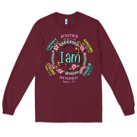 Burgundy i am inspiration Long Sleeve Tee - MaliasSmallBusiness
