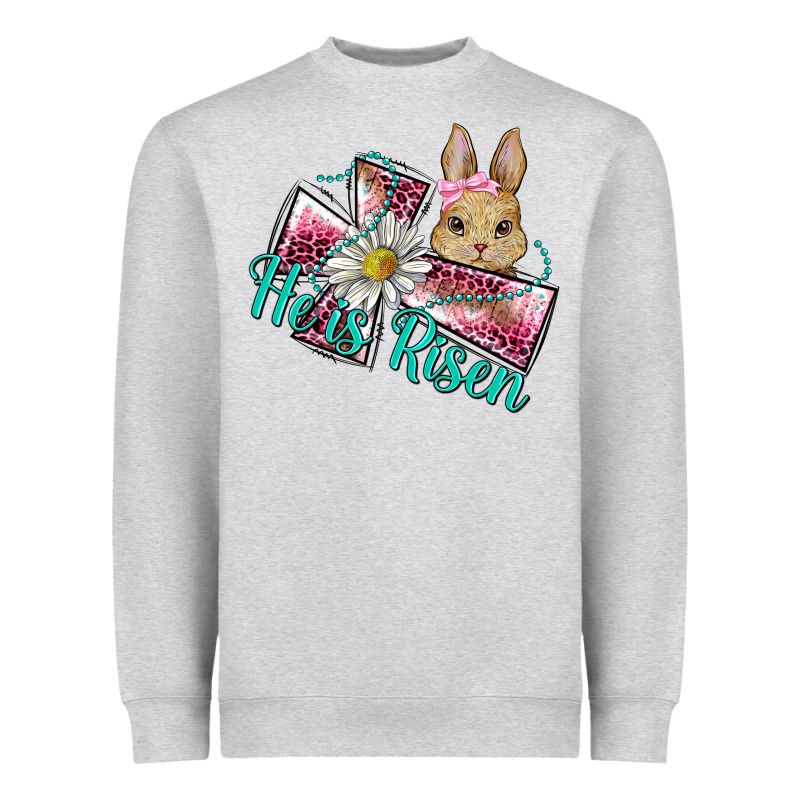 He Is Risen Cross Rabbit Heavyweight Sweatshirt by BarkalooDesign | Teevron