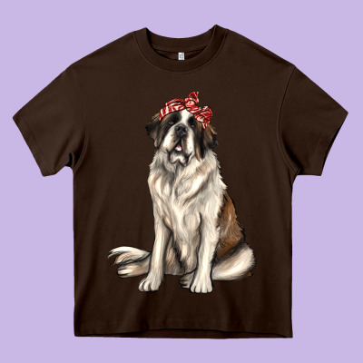 St Bernard With Bandanna Heavy Core Tee Designed By Texasbilliewilder