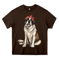 Chocolate Brown st bernard with bandanna Heavy Core Tee - texasbilliewilder