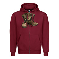 Burgundy soldier veteran boots Zipper Hoodie - MaliasSmallBusiness