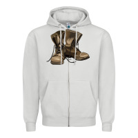 Dove Grey soldier veteran boots Zipper Hoodie - MaliasSmallBusiness