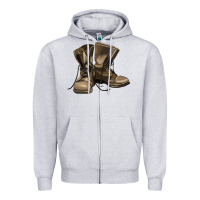 Heather Grey soldier veteran boots Zipper Hoodie - MaliasSmallBusiness