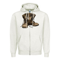 Oatmeal Heather soldier veteran boots Zipper Hoodie - MaliasSmallBusiness