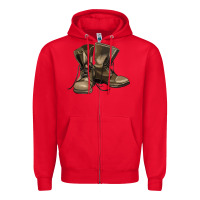 Red soldier veteran boots Zipper Hoodie - MaliasSmallBusiness