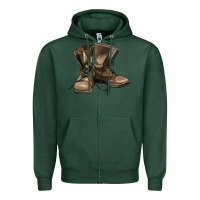 Sports Green soldier veteran boots Zipper Hoodie - MaliasSmallBusiness