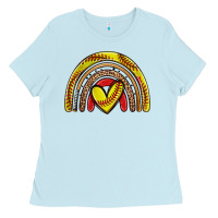 Baby Blue softball rainbow Ladies Tee - Zillion Design Studio