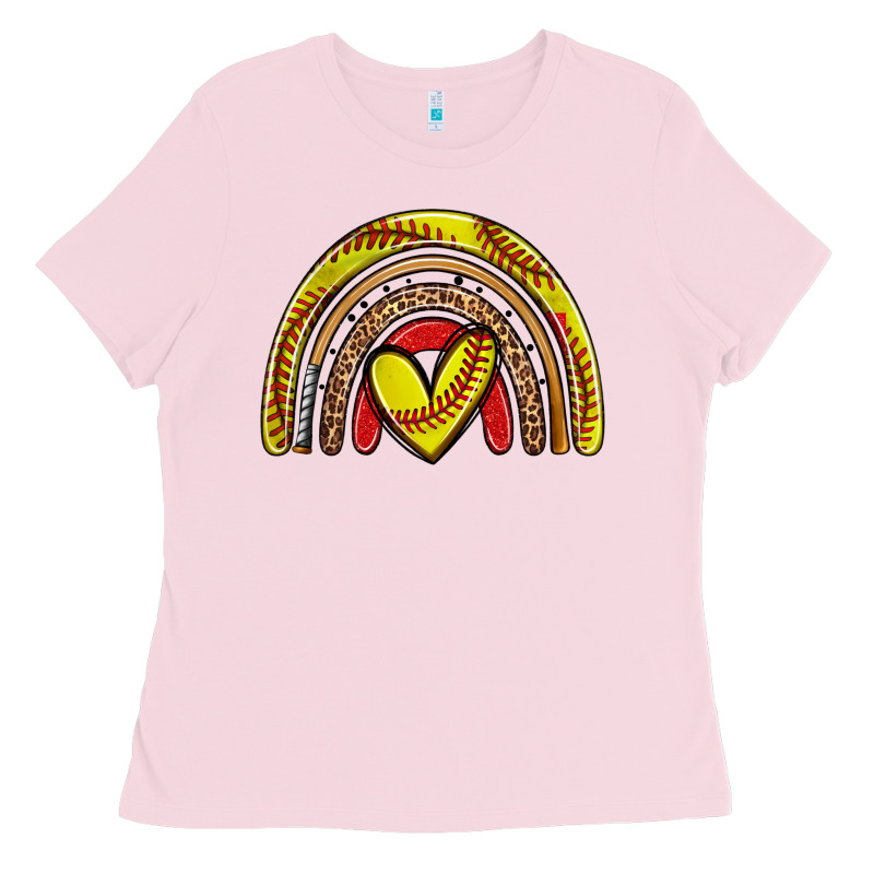 Softball Rainbow Ladies Tee by Zillion Design Studio | Teevron