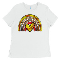 White softball rainbow Ladies Tee - Zillion Design Studio