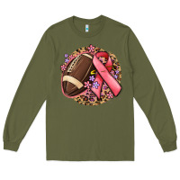 Army Green breast cancer ribbon and american football Long Sleeve Tee - MaliasSmallBusiness