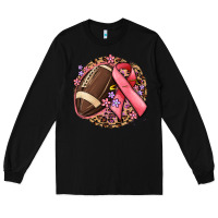 Black breast cancer ribbon and american football Long Sleeve Tee - MaliasSmallBusiness