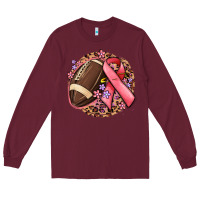 Burgundy breast cancer ribbon and american football Long Sleeve Tee - MaliasSmallBusiness