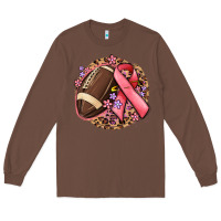 Chestnut breast cancer ribbon and american football Long Sleeve Tee - MaliasSmallBusiness