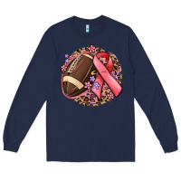Navy breast cancer ribbon and american football Long Sleeve Tee - MaliasSmallBusiness