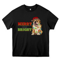 Black merry and bright english bulldog Heavy Core Tee - RanaPortraitStore