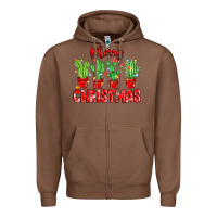Chestnut Merry Christmas Cactuses Zipper Hoodie - MaliasSmallBusiness
