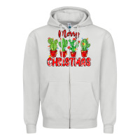 Dove Grey Merry Christmas Cactuses Zipper Hoodie - MaliasSmallBusiness