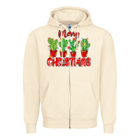 Sandshell Merry Christmas Cactuses Zipper Hoodie - MaliasSmallBusiness