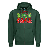 Sports Green Merry Christmas Cactuses Zipper Hoodie - MaliasSmallBusiness