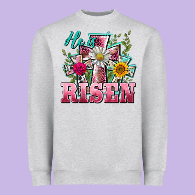 He Is Risen Cross Easter Heavyweight Sweatshirt Designed By Barkaloodesign