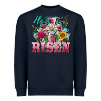 Navy he is risen cross easter Heavyweight Sweatshirt - BarkalooDesign