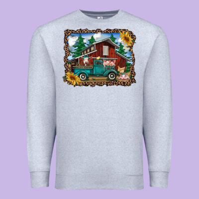 Western Barn With Farm Animals Premium Sweatshirt Designed By Ranaportraitstore