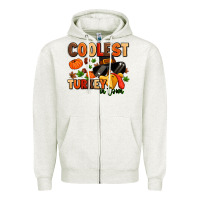 Oatmeal Heather coolest turkey in town Zipper Hoodie - MaliasSmallBusiness