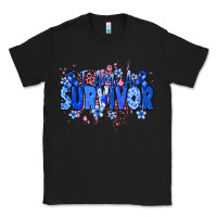 Black I am a survivor Colon Cancer blue ribbon Classic Tee - NancyCooperArtShop