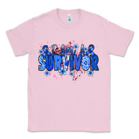 Bubblegum Pink I am a survivor Colon Cancer blue ribbon Classic Tee - NancyCooperArtShop