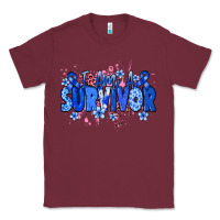 Burgundy I am a survivor Colon Cancer blue ribbon Classic Tee - NancyCooperArtShop
