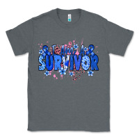 Charcoal Heather I am a survivor Colon Cancer blue ribbon Classic Tee - NancyCooperArtShop