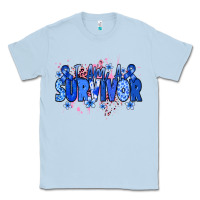 Dusty Blue I am a survivor Colon Cancer blue ribbon Classic Tee - NancyCooperArtShop