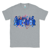 Heather Grey I am a survivor Colon Cancer blue ribbon Classic Tee - NancyCooperArtShop