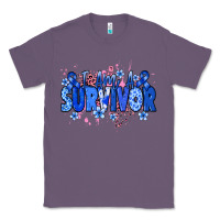 Lavender I am a survivor Colon Cancer blue ribbon Classic Tee - NancyCooperArtShop