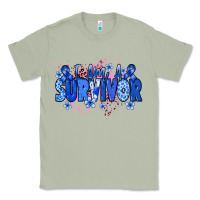 Matcha I am a survivor Colon Cancer blue ribbon Classic Tee - NancyCooperArtShop