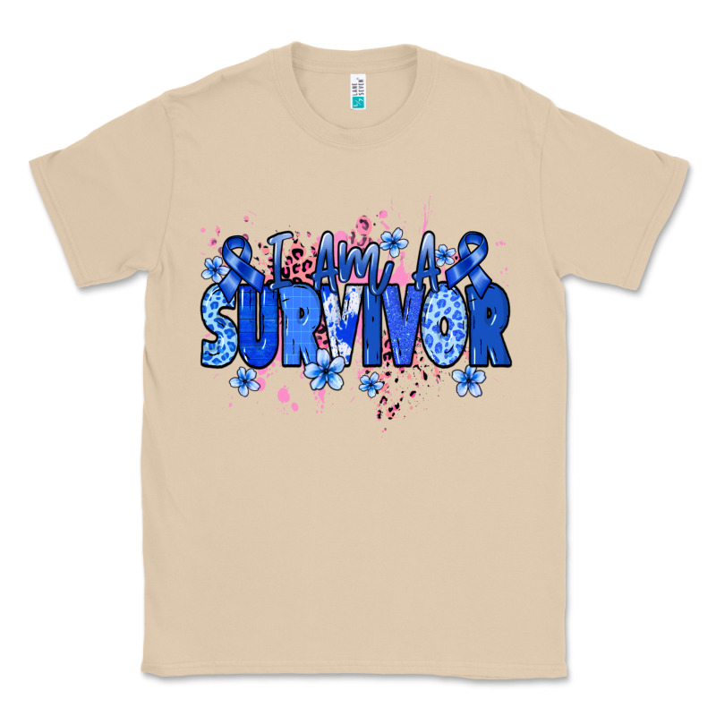 I Am A Survivor Colon Cancer Blue Ribbon Classic Tee by NancyCooperArtShop | Teevron