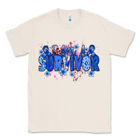 Natural I am a survivor Colon Cancer blue ribbon Classic Tee - NancyCooperArtShop