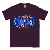 Plum I am a survivor Colon Cancer blue ribbon Classic Tee - NancyCooperArtShop