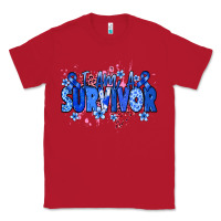 Red I am a survivor Colon Cancer blue ribbon Classic Tee - NancyCooperArtShop
