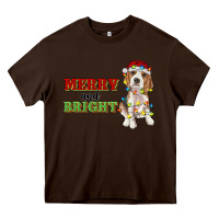 Chocolate Brown merry and bright beagle Heavy Core Tee - RanaPortraitStore