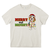 Cream merry and bright beagle Heavy Core Tee - RanaPortraitStore