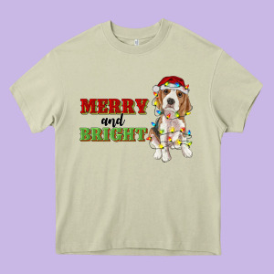 Merry And Bright Beagle Heavy Core Tee Designed By Ranaportraitstore