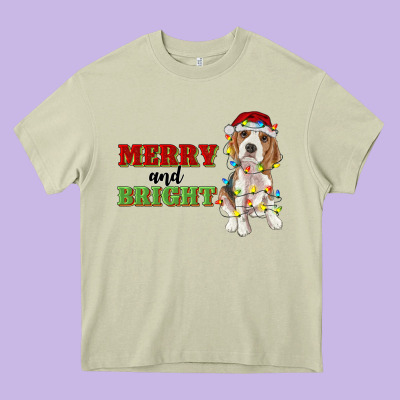 Merry And Bright Beagle Heavy Core Tee Designed By Ranaportraitstore