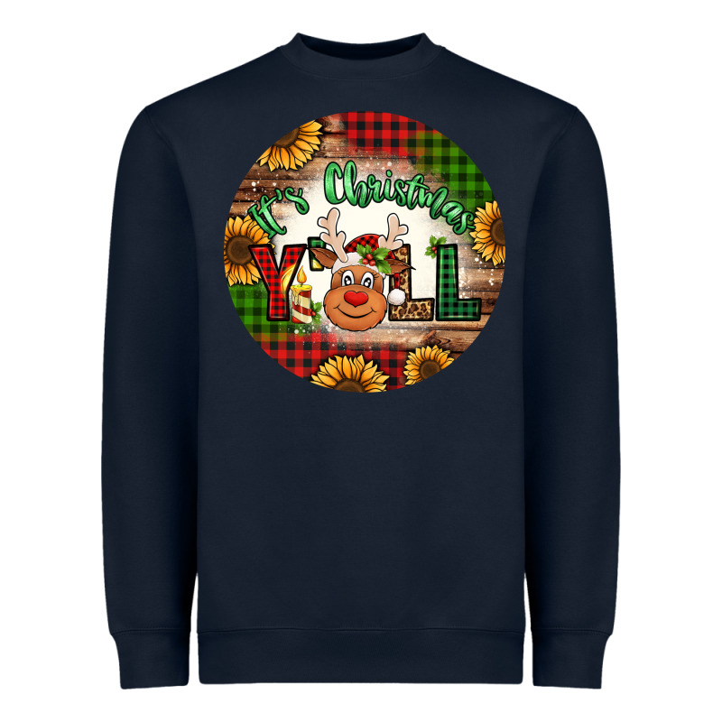 It's Christmas Y'all Reindeer Christmas Heavyweight Sweatshirt by Jasminsmagicworld | Teevron