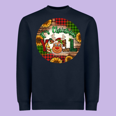 It's Christmas Y'all Reindeer Christmas Heavyweight Sweatshirt Designed By Jasminsmagicworld